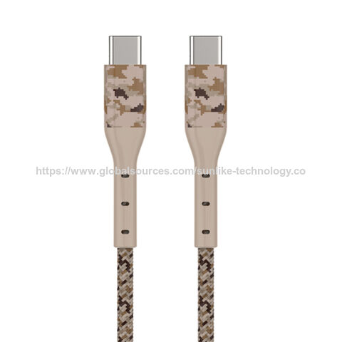 Fournisseur, câble camouflage désert, USB C vers type C, camouflage, longue décharge de traction (SR) pour une durée de vie prolongée. Câble durable pour une utilisation en extérieur.