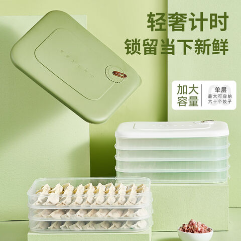 Boîte à raviolis de grande capacité pour usage domestique, avec minuterie, pour classer les wontons et les légumes, boîte de rangement pour réfrigérateur, boîte de conservation des aliments frais. for sale at factory direct price