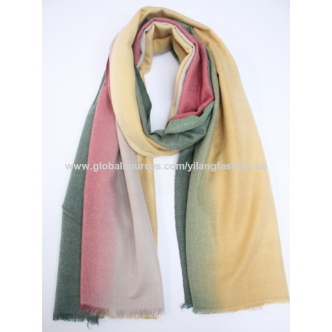 Cashmere Scarf Rainbow Winter Plaid Thickened Scarf Gradient Tie Dye Scarf