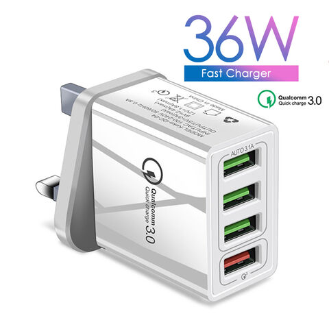 Buy Wholesale China 36w 4 Ports Usb Charger Quick Charge Fast Wall