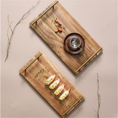 Bandeja Nórdica de Madera Rectangular Creativa de Acacia para Servir - Bandejas de Madera para Hostelería y Hogar