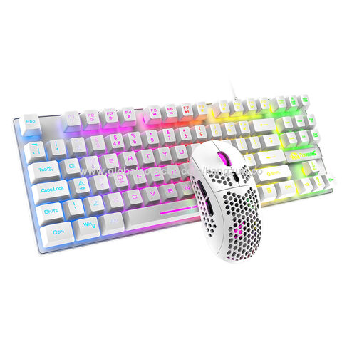 Gaming Keyboard and Mouse Combo 88 Keys Rainbow Backlit Mechanical Feel for  PC