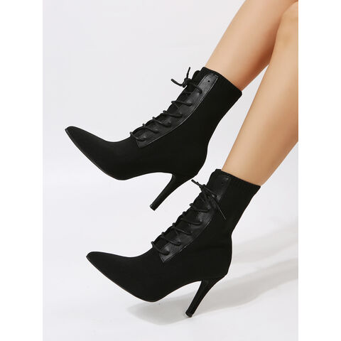 Boot Tube Height Pointed High Metal Thin Heel Tight Elastic Boot Breathable Inner Zipper Slip On Boot