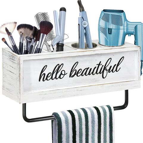 Buy Wholesale China Wall Mount Hair Tools Organizer Bathroom Vanity Caddy  Wooden Hair Accessories Organizer Blow Dryer Holder With 4 Hooks & Wooden  Hair Dryer Holder at USD 4