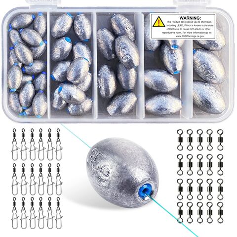 Lead Oval Shape Bass Casting Worm Bullet Tackle Fishing Assortment