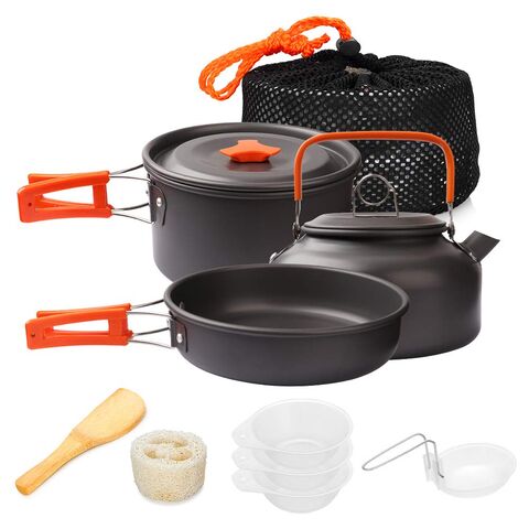 Batterie de cuisine de camping antiadhésive, légère et empilable, pour feu de camp et ustensiles for sale at factory direct price