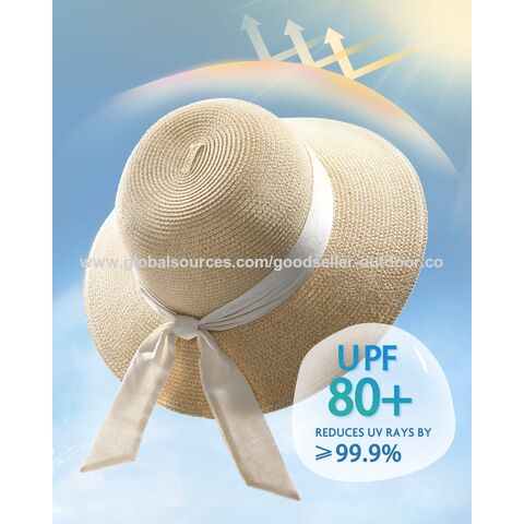 Popular Design Upf50 Travel Foldable Brim Summer Beach Sun Straw