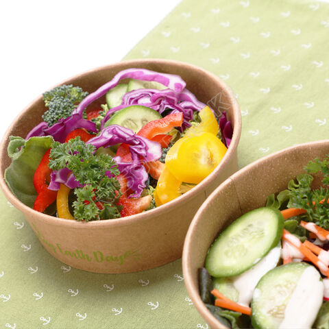 Plastic Hinged Salad Bowl PET Round Shape 750ml (50 Units)