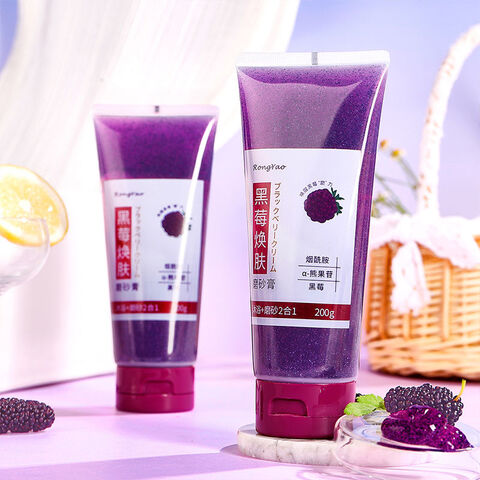 Rongyao Body Care  Bath Spa Body Cleansing Scrub Gel  Whitening Smoothing Blackberry Nicotinamide Sugar Scrub for Men and Women for sale at factory direct price