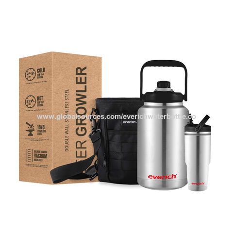 Vente en gros de growler à bière isotherme en acier inoxydable 18/8 sans BPA avec différents couvercles et options de capacité pour les fêtes et le camping