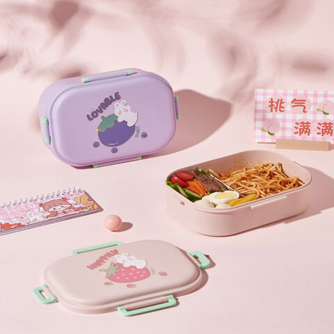 Kawaii Portable Lunch Box For Girls School Kids Plastic Picnic Bento Box