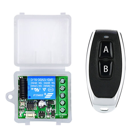 Kit de Interruptor de Control Remoto Inalámbrico RF DC12V 1 Canal 2 Botones Universal para Puerta de Garaje 433 MHz