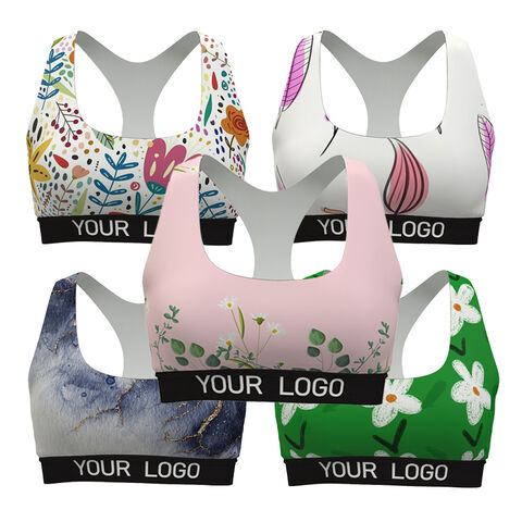 Sexy Printed Sports Bra for Women Crisscross Strappy Polyester