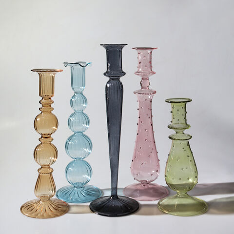 Glass Candlestick Holders Glass Taper Candle Holders Groovy Candlestick