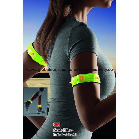 Bracelets de sport jaune LED Flash sécurité réflecteur en