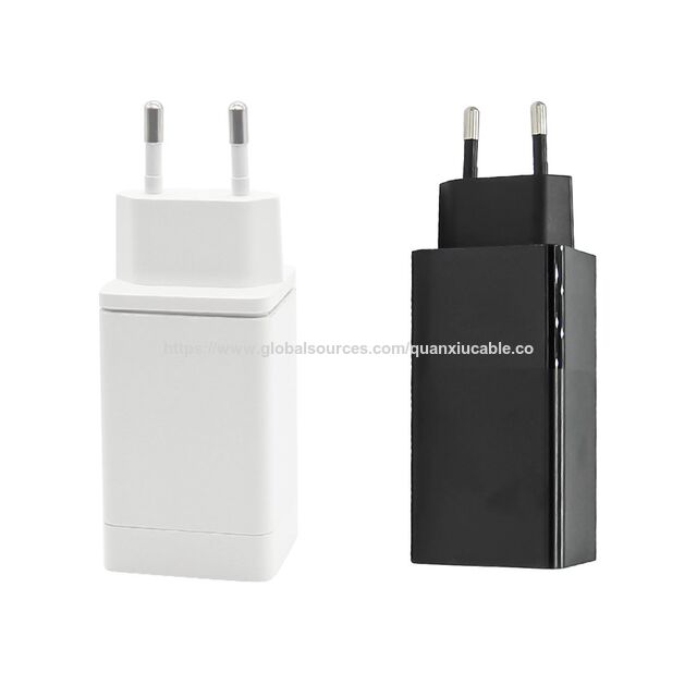 شاحن حائط GaN بقوة 65 واط متعدد المنافذ للهاتف المحمول، منفذ Type-C، منفذ USB-A، أسود، أبيض، ثلاثة منافذ - شحن سريع للأعمال for sale at factory direct price