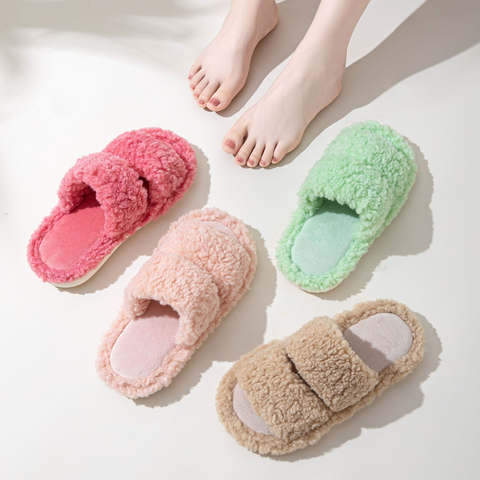 Buy Wholesale China Faux Fur Slippers Cross Band Slippers Mink Slippers ...