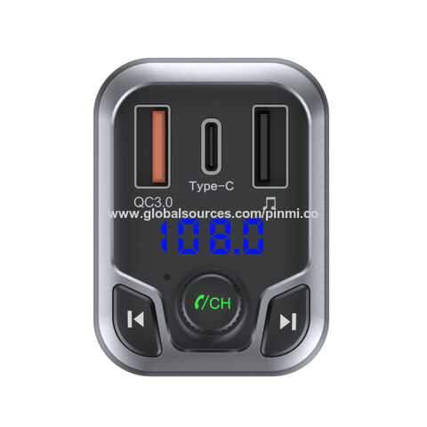Transmetteur FM Bluetooth, Voiture Bluetooth Lecteur MP3 Adaptateur Allume- cigare Sans Fil Émetteur, Clé USB