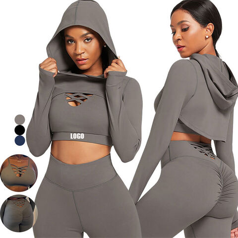 Private Label Tracksuit Workout Crop Top Clothing Women's Fitness