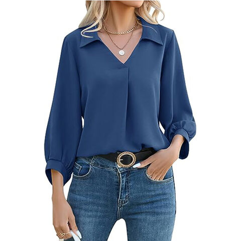 Blusas Elegantes Camisas Color Turquesa Para Mujer Blusas Verano