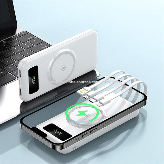 Solarbetriebene, kabellose Schnelllade-Powerbank mit 4 Ladeanschlüssen, USB Typ C, multifunktional, 20000mAh Geek