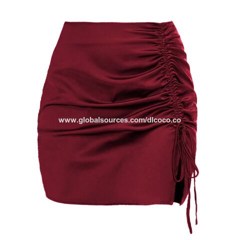 Achetez en gros Couleur Unie Jupe Pliss e Mini Jupe Europ enne Et Am ricaine Sexy Taille Zipper Satin Jupe Femmes D t Chine et Jupes Imprim es Pour Femmes 6.83 USD Global Sources