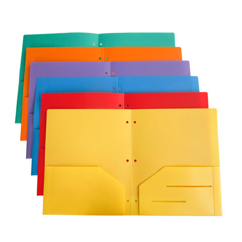 Paquete de 8 carpetas de archivos de plástico con bolsillos y puntas,  carpetas resistentes de 3 agujeros y dos bolsillos con bolsillos de 3  puntas