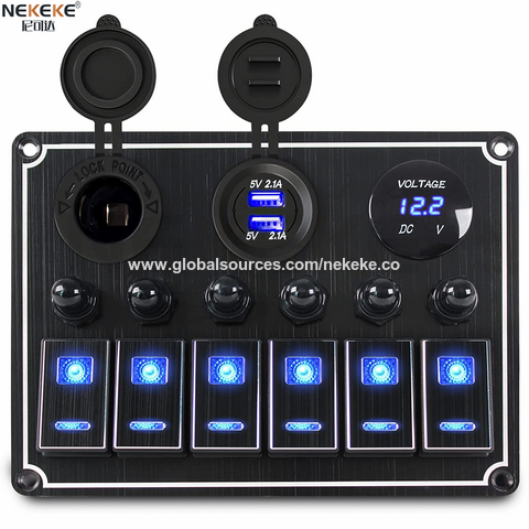 High Quality 4 Gang 12V Blue LED Voltmeter on/off 4.2A Dual USB Charger Bus  Marine Boat Switch Panel - China Switch Panel, 4 Gang Switch Panel