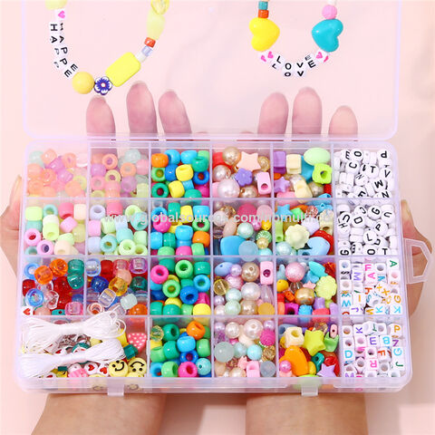 DIY Beaded Bracelet Set with Storage Box Toys for Girls Gift Acrylic  European Large Hole Beads
