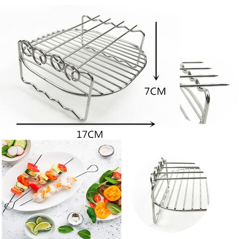 Accessoires pour friteuse à air, support à double couche multifonctionnel pour friteuse à air avec 4 brochettes pour le camping