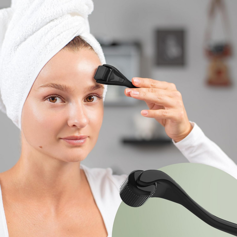 Derma Roller Rouleau pour la peau la barbe,Micro-aiguille,soin pour la  repousse des cheveux à prix pas cher