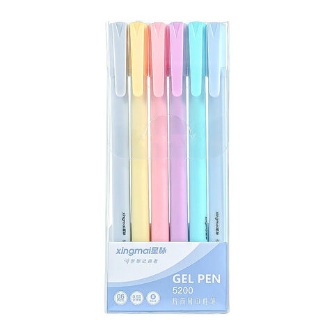 6 Colors Ballpoint Pen Press Gel Pens 0.5mm School Office Supplies