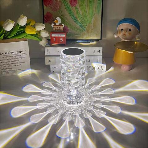 Crystal Table Lampe Dimmable Lumière, Lampe Rechargeable USB pour Chambre à  Coucher, Petite Lampe de Table Pour Chambre Salon, Lampe de Nuit