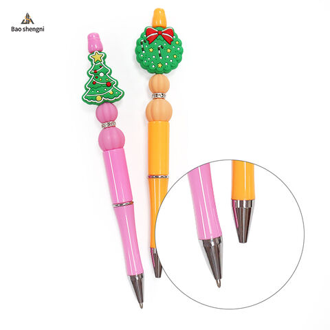 Beadable Ballpoint Pens Bead Rollerball Pen Plastic DIY Ink Pens Beaded  Pens Gift for Kid Student Office School Supplies