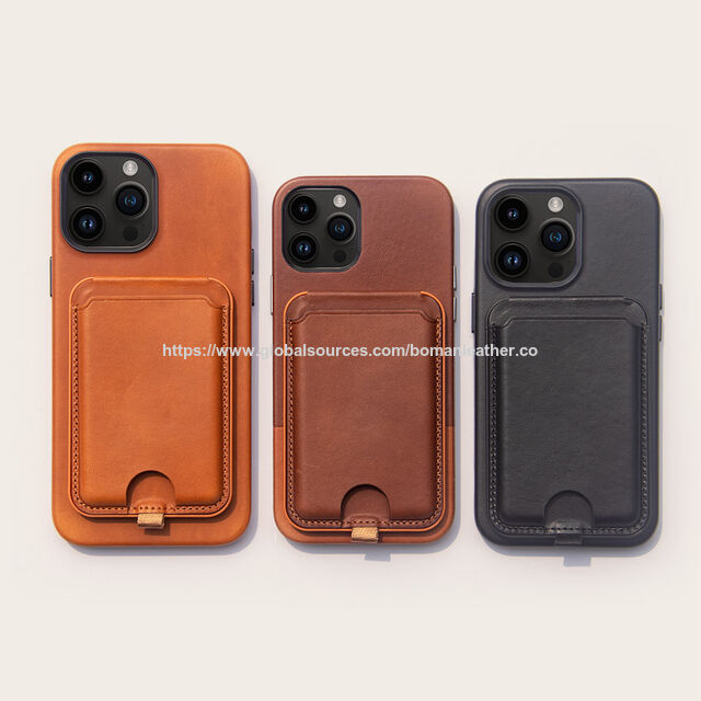 Großhandelspreis Echte Ölwachs-Leder Handyhülle mit MagSafe-Geldbörse für iPhone 15 Pro Max