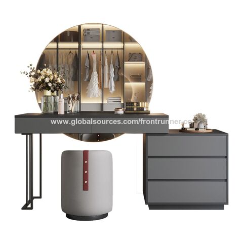  Tocador moderno de tocador pequeño para dormitorio, tocador,  armario de almacenamiento integrado (color: gris, tamaño: 23.6 in) : Hogar  y Cocina