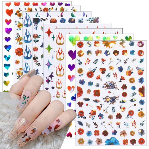 Flower Nail Art Stickers Decals Self-Adhesive Nail Art Supplies Designer  Nail Stickers for Acrylic Nails Flower Unicorn Abstract Face Designs Nail  Stickers for Women Nail Art Decorations Nail Stencils : Amazon.in: Beauty