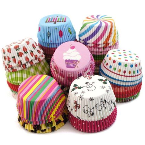 100pcs Muffin Cupcake Paper Cups Birthday Mini Liner Disposable Baking Cups  Rainbow Cupcake Wrappers Nonstick Cases Molds Party