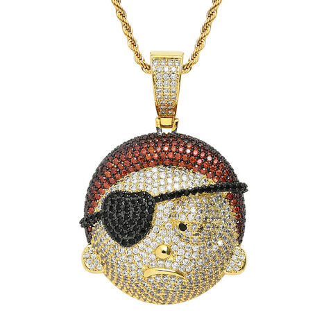 New Arrival Brass CZ Cartoon Pendant Personality Rick And Morty Pendant Cartoon Fashion Charm Necklace Hiphop Rapper Jewelry for sale at factory direct price