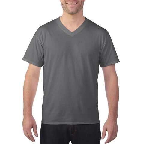 Men Ice Silk T-shirt Seamless Solid Color V-neck Short Sleeve Tops  Undershirt