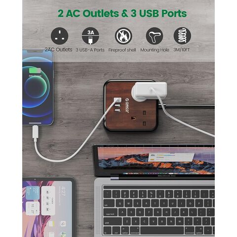 LAX 7-In-1 USB-C Charging Station, Surge Protector with USB Ports, 5 Ft  Extension Cable, Power Strip with 3 Outlet Extension, 2 USB Outlet & 2 USB  C