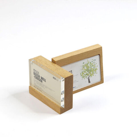 Acrylic Panel Wooden Table Name Card Display Menu Sign Holder Stand ...