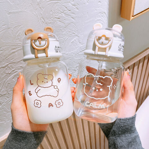 Cute Kitty Beer Can Iced Coffee Glass Cup With Lid and Straw