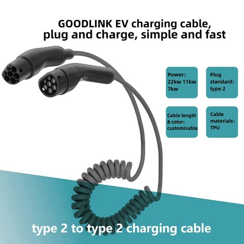 IEC 62196-2 EV Charging Cable Type2 To Type2 EV Cable 11Kw 3Phase Electric  Car Charger Cable - Buy IEC 62196-2 EV Charging Cable Type2 To Type2 EV  Cable 11Kw 3Phase Electric Car
