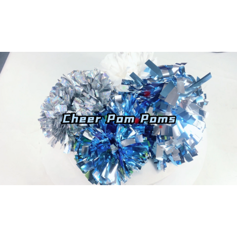Pack of 4 Cheerleading Pom Poms Foil Plastic Metallic Cheerleader Pom Poms for C
