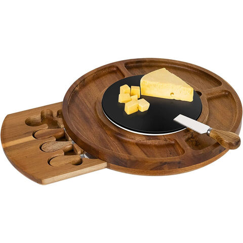 Extra Large Round Acacia Wood Charcuterie Cheese Board Serving Platter ...