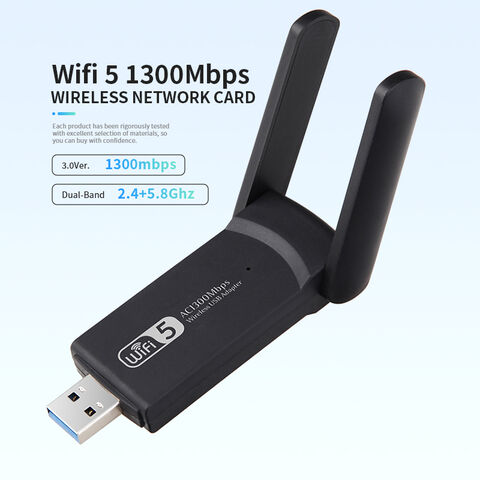 2.4G + 5G double fréquence 1300M Gigabit Carte réseau sans fil USB Mini  Portable Wifi Réseau Récepteur