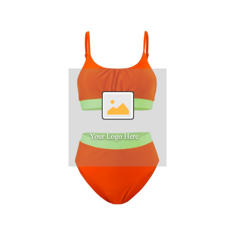 Young teens swimwear cut out printing Bikini Top Pleated bikini bottoms bandeau bikini women swimsuits for sale at factory direct price