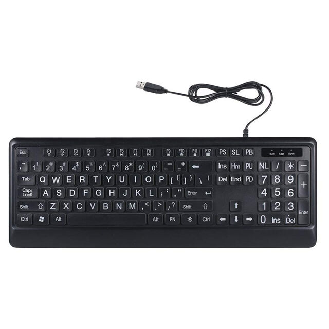 Umila Wired Usb Large Font Big Letters Keyboard With Yellow Or White ...