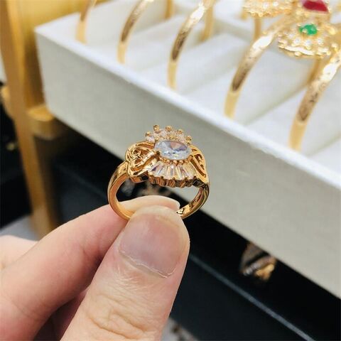 Bulk Buy China Wholesale Gold Engagement Ring Purple Zirconia New